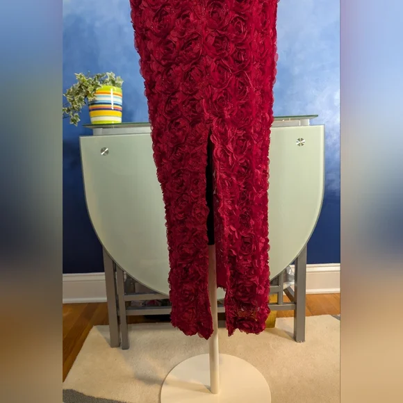 Elegant Red Rose Textured Women's Dress - Picture 6 of 6